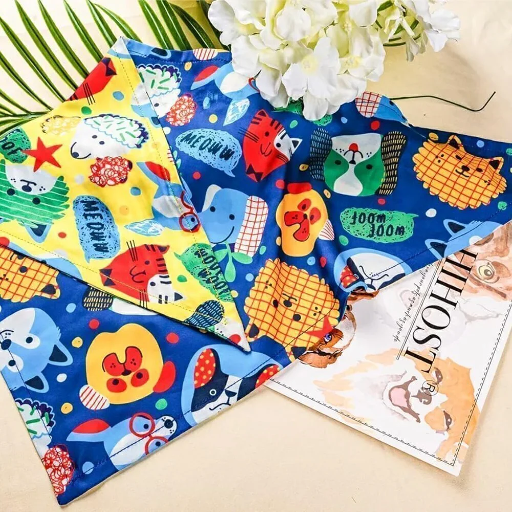 Cartoon Dog Printed Fabric Dog Bandana, (MEDIUM TO LARGE) / BRAND NEW